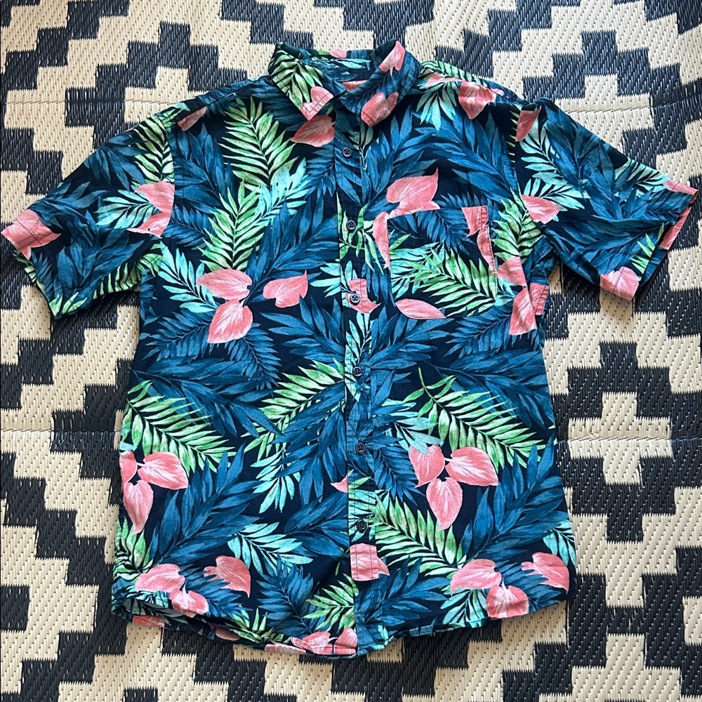 Old Navy Men’s Sz S Blu/Grn/Pnk Floral Button-Down